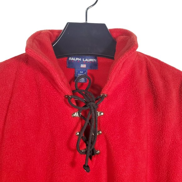 VTG 90s Ralph Lauren Polo Sport USA Plush Sherpa Fleece Pullover Rope Henley - Picture 2 of 7